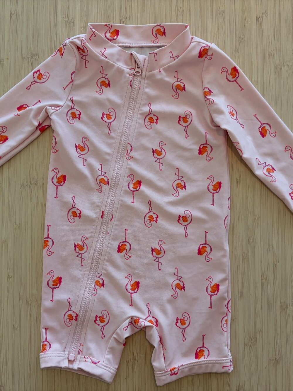 Carter's 9M Pink Flamingo Baby Rash Guard One Piece Swim Suit UPF 50